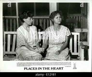 Feb. 25, 2012 - Sally Field (right) plays a young widow and Lindsay Crouse her married sister, both of whom are forced to endure the hardships of the 1930s in the small Texas town of Waxahachie in Places in the Heart. Written and directed by Robert Benton, Places in the Heart is released by Tri-Star. Stock Photo
