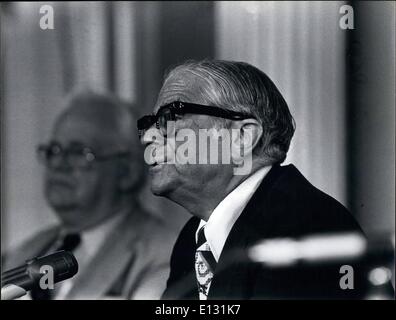 Feb. 26, 2012 - Mayor Abraham Beame at a Press Conference New York. July 1975 ESS.c Stock Photo
