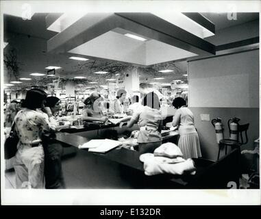 Feb. 26, 2012 - July, 1975 Customers returning merchandise in Alexander Department Store in New York City. Stock Photo