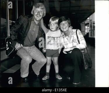 Feb. 28, 2012 - Cilla Black off to Portugal; Cilla Black, with her husband, Bobby Willis and three year old son, Robert John, leaving for Portugal on Saturday. Cilla is taking a break before starting her own 100,000 show at the London Palladium on September 13th. Stock Photo