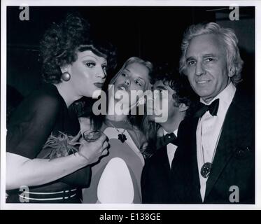 Feb. 29, 2012 - From L to R: Jackie Curtis (transvestite); Mrs. Huntington Hartford; Jefrey Dali (painter & nephew of Salvador Dali); Huntington Hartford. Stock Photo