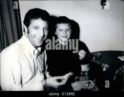 Feb. 29, 2012 - Tom Jones with his eight-year old son Mark. Stock Photo