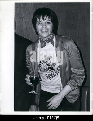 Feb. 29, 2012 - Liza Minnelli at Steer Palace Restaurant NYC after first night of Shirley Maclaine's ''Shirley Maclaine at the Palace' Stock Photo