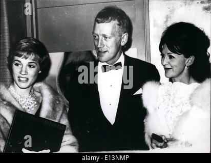 Mar. 22, 2012 - :Christ'' - escorts his wife and Julie ..film premier in Hollywood; Max Von Sydow is the escort for his wife (right) and ''My fair lady star'' Julie Andrews at the initial showing of the new film ''The greatest story ever told'' at the Cinerama theater in Hollywood. Von Sydow who is one of Sweden's top actors plays the part of Christ in the film which is based on the book by the late Fulton Cursler. Stock Photo