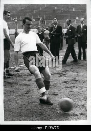 Mar. 27, 2012 - Jimmy Greaves takes pop-shots at goal-while waiting for the match to start this afternoon. Stock Photo