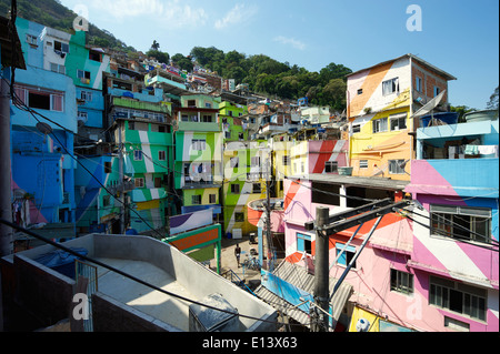 Colorful painted buildings of Favela Santa Marta in Rio de Janeiro Brazil Stock Photo