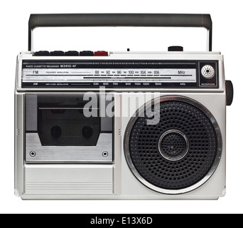 vintage radio isolated on white Stock Photo