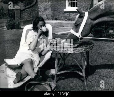 Mar. 27, 2012 - Tea for two. Anne, Duchess of Rutland in the grounds of her Herefordshire home with one of her Welsh Ponies. Cr Stock Photo