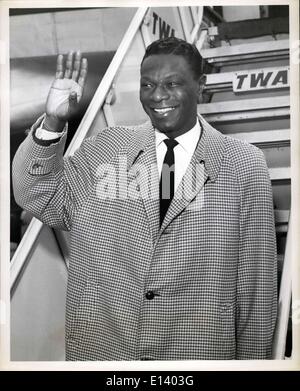 Mar. 31, 2012 - Idlewild Airport, N.Y., May 22 - Singer Nat King Cole Arrives Here This Morning Via TWA Ambassador Flight From Los Angeles. He's Here For The Premiere Of ''China Gate,'' The Movie In Which He Makes His Acting Debut. Stock Photo