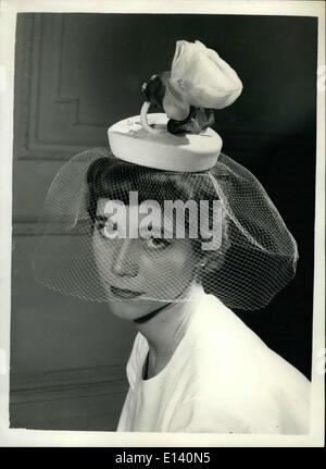 Mar. 31, 2012 - New Head-Dress For the 1958 Bride. Creation By Simone Mirman At Cavanagh Fashion Show: Photo Shows ''Philippa''