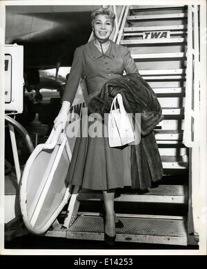 Mar. 31, 2012 - Idlewild Airport, N.Y., - Dolores Gray, singing star of stage and sen, is shown on arrival here via TWA from Stock Photo