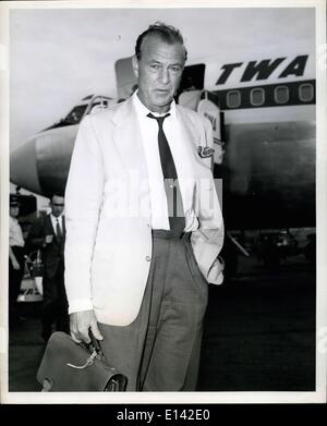 Mar. 31, 2012 - N.Y. International Airport, July 26 - Gary Cooper, One Of Hollywood's Most Popular Stars Through The Years, Looks His Casual Self On Arrival Via TWA's Jetliner From Los Angeles. The Famous ''MUP'' Actor Is Here To Join His Wife And Daughter In South Hampton, L.I., For A Brief Vacation. Stock Photo