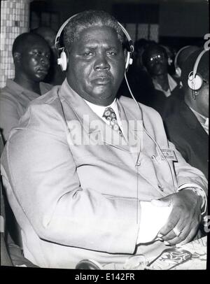 Mar. 31, 2012 - Attending the same conference on the future of Rhodesia at Dar es Salaam: Joshua Nkomo of ZAPU. Stock Photo