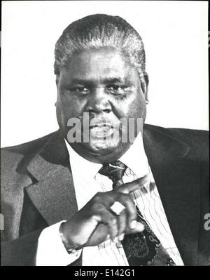 Mar. 31, 2012 - Nkomo Rhodesia: Joshua Nkomo, one of the leaders of the Patriotic Front addressed a press conference in Librevills during the OAU Heads of States Summit here. Stock Photo