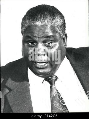 Mar. 31, 2012 - Nkomo Rhodesia: Joshua Nkomo, one of the leaders of the Patriotic Front addressed a press conference in Libreville during the OAU Heads of States Summit here. Stock Photo