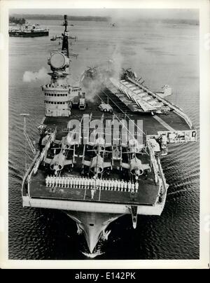 Apr. 04, 2012 - Photograph Supplied by the British information services. Farewell parade, w and aircraft lining the deck , H. Stock Photo