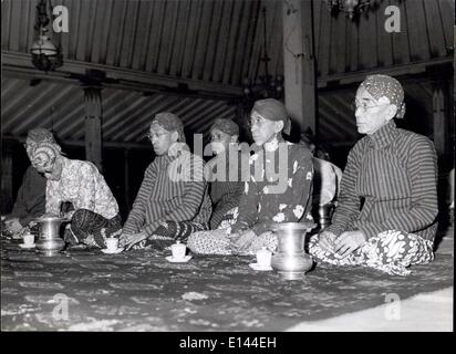 Apr. 04, 2012 - While the ''gamelin'' plays, the Sultan and Princess of Jogjakarta spend the entire night praying in the Royal Mosque, with spitoons and cups of tea nearby. Stock Photo