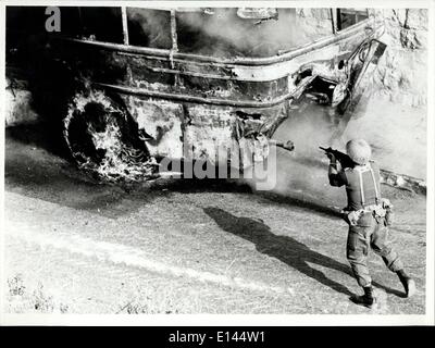 Apr. 04, 2012 - Jerusalem 6 Days War (1967) UZI Guard Machine Gun. Stock Photo