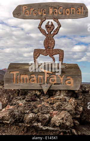 Timanfaya National Park Sign Lanzarote Canary Islands Stock Photo