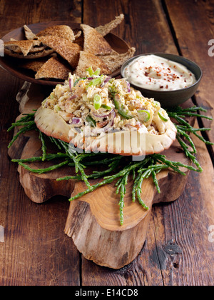 Spicy crab chilli mayo with French toast Stock Photo
