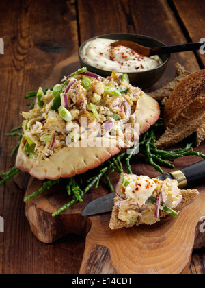 Spicy crab chilli mayo with French toast Stock Photo