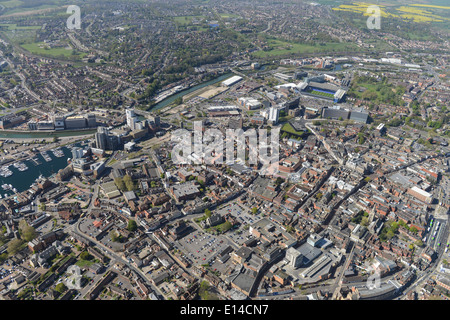 An aerial view of Ipswich town centre, Suffolk UK Stock Photo