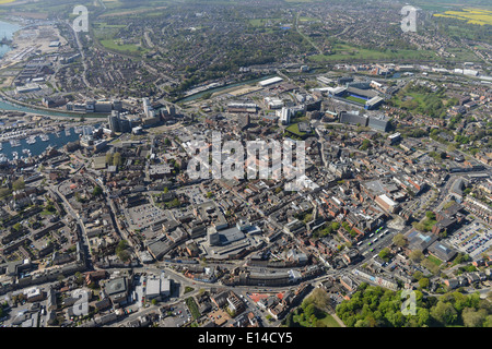 An aerial view of Ipswich town centre, Suffolk UK Stock Photo