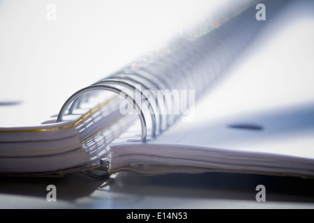 Close up of spiral notebook spine Stock Photo