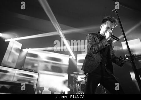 US singer Brendon Urie of the band 'Panic! at the Disco' performs in Duesseldorf, germany, 2 May 2014. Photo: Kevin Kurek - NO WIRE SERVICE - Stock Photo