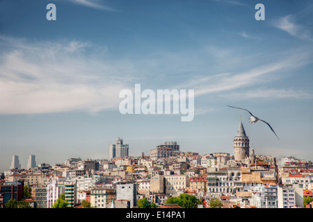 Istanbul city skyline under blue sky, Turkey Stock Photo