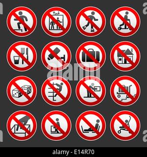 Prohibited signs, gray background Stock Vector