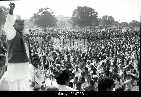 Apr. 18, 2012 - Farmers holding a ralley in support of Home Minister Mr. Charan Singh, at Boat Club in New Delhi on Monday November 14, 19877. Picture shows, Mr. Ram Bagri is addressing the ralley. Stock Photo