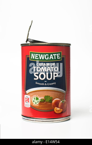 An open can tin of tomato soup Stock Photo