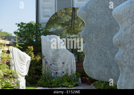 Large stone garden sculptures at the RHS Chelsea Flower Show, 2014 Stock Photo