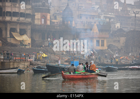 Mother Ganga,Ganga River,The Ganges,Ghats,Aarti,Washing away of sins,River Boats, Pilgrims,Varanasi,Benares,Uttar Pradesh,India Stock Photo