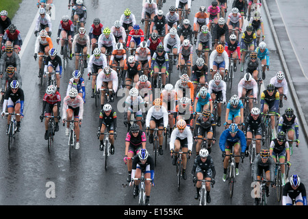 Women's Tour of Britain cycle race, Pictured the cyclists on Clickers Way, Earl Shilton, near Hinckley, Leicestershire. Stock Photo