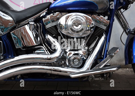 Massive Harley Davidson Motorcycle parked on a Dublin Street, Ireland Stock Photo