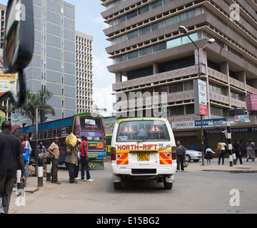 Busy streets in Nairobi's city center. Stock Photo