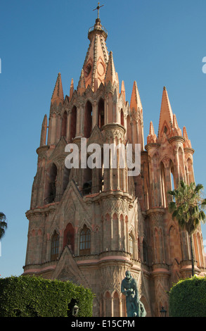 Neo-gothic tower La Parroquia San Miguel de Allende Mexico Stock Photo