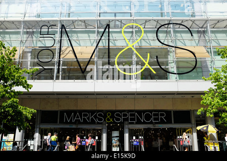 Manchester Uk Marks Spencer Store Facade With Logo Illuminated Night View Of British Retailer M S Group Plc Closed Shop Entrance With Logo Sign Stock Photo Alamy
