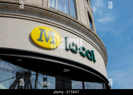 Morrisons M Local store sign in Manchester Piccadilly Gardens UK Stock Photo