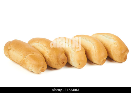 Five hot dog buns isolated over white Stock Photo