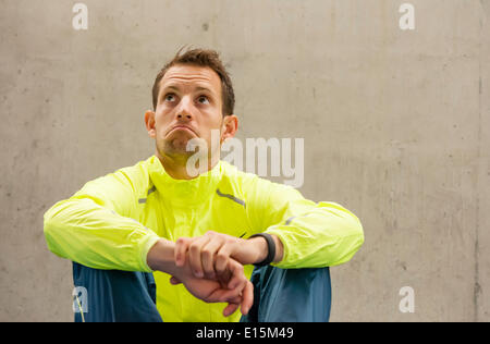 Zurich, Switzerland. 23rd May, 2014. Renaud Lavillenie (FRA), pole vaulting Olympic gold medalist in the underground warmup area of the Letzigrund stadium in Zurich, Switzerland. Credit:  Erik Tham/Alamy Live News Stock Photo