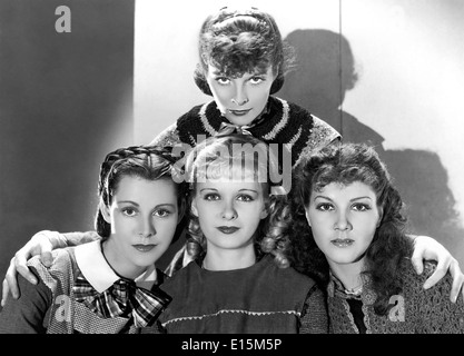 LITTLE  WOMEN 1933 RKO Radio Pictures film with Katherine Hepburn at top. From left:  Frances Dee, Joan Bennett,  Jean Parker Stock Photo