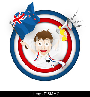 Vector - New Zealand Soccer Fan Flag Cartoon Stock Photo