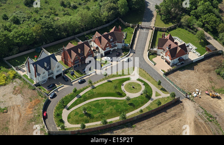 aerial view of new housing, expensive detached houses in Chigwell, Essex, UK Stock Photo