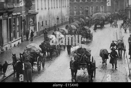 The German army retreating through Belgium at the end of the First World War WW1 November 1918 Stock Photo