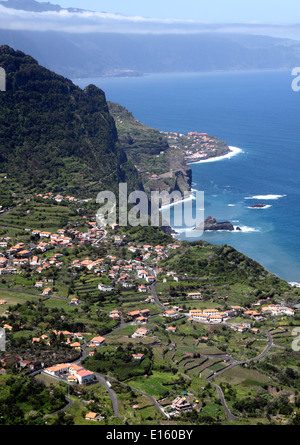 Arco de Sao Jorge on north coast Madeira view from Cabanas Stock Photo