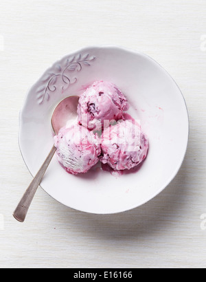 Strawberry ice cream in bowl Stock Photo