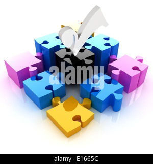 Puzzle of the four elements. Conceptual image - a palette CMYK Stock Photo